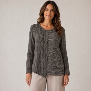 Habitat Clothes Sweater Size Small Marled Gray Cotton Rolled Neckline Lagenlook
